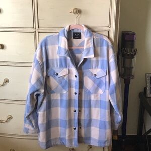 Blue and White Plaid Women's Jacket